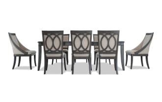 Coco II 9 Piece Gray & Beige Upholstered Dining Set