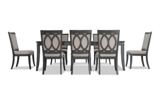 Coco II 9 Piece Gray & Beige Upholstered Dining Set