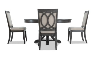 Coco II 5 Piece Gray & Beige Upholstered Oval Dining Set