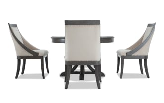 Coco II 5 Piece Gray & Beige Upholstered Oval Dining Set