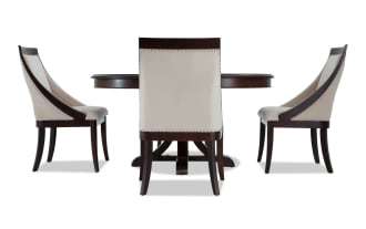 Coco II 5 Piece Cherry & Beige Upholstered Oval Dining Set