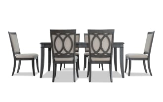 Coco II 7 Piece Gray & Beige Upholstered Dining Set