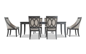 Coco II 7 Piece Gray & Beige Upholstered Dining Set