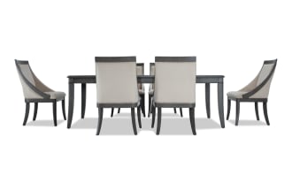 Coco II 7 Piece Gray & Beige Upholstered Dining Set