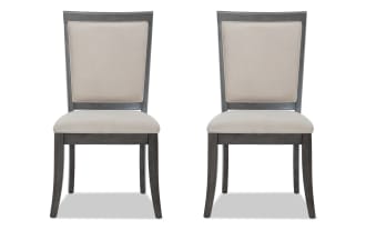 Coco II Gray & Beige Panel Back Upholstered Dining Chairs (Set of 2)