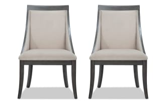 Coco II Gray & Beige Solid Back Dining Chairs (Set of 2)