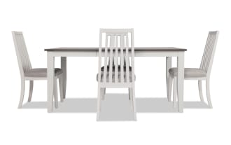Blake 5 Piece White & Gray Upholstered Dining Set