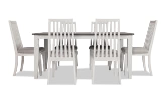 Blake 7 Piece White & Gray Upholstered Dining Set