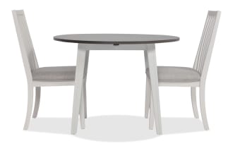 Blake 3 Piece White & Gray Upholstered Dining Set