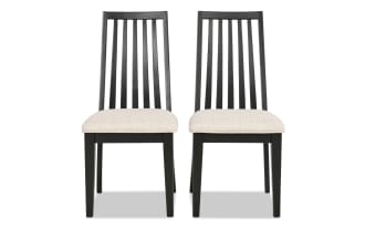 Blake Black & Gray Windsor Upholstered Dining Chairs (Set of 2)