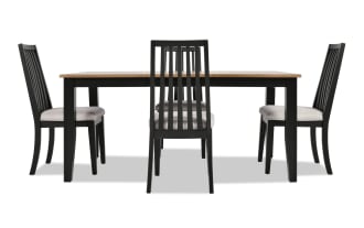 Blake 5 Piece Black & Natural Upholstered Dining Set