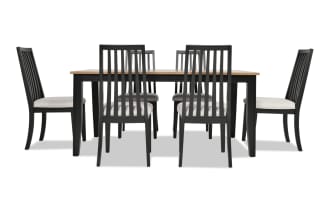 Blake 7 Piece Black & Natural Upholstered Dining Set