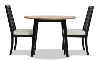 Blake 3 Piece Black & Natural Upholstered Dining Set