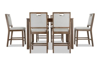 Brookline 7 Piece Brown & White Upholstered Counter Height Square Dining Set