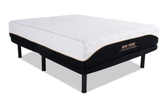 Power Bob Elite Base with Copper Sport Hybrid 11.5'' King Plush Split Head Mattress featuring white textured copper-thread cover, black base, and split head design for adjustable comfort.