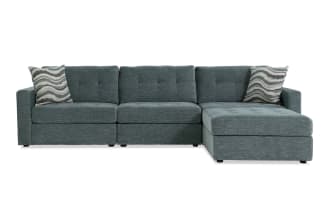 Modular Bob® Spa Blue 123'' 4 Piece Modular Sofa with 1 Armless Chair, 1 Left Arm Facing Chair, 1 Right Arm Facing Chair, 1 Storage Ottoman