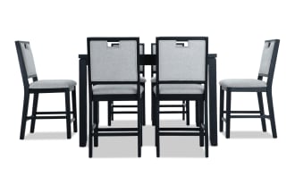 Brookline 7 Piece Black & White Upholstered Counter Height Square Dining Set