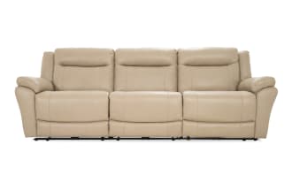 Frontier Taupe Leather 107'' Power Reclining Sofa with Armless Recliner & USB & USB-C  Ports