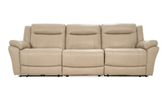 Frontier Taupe Leather 107'' Power Reclining Sofa with Armless Chair & USB & USB-C  Ports