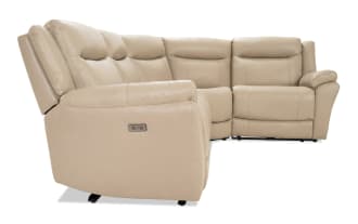 Frontier Taupe Leather 116'' Power Reclining 4 Piece Sectional with USB & USB-C  Ports