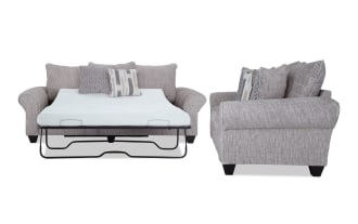 Everly Beige 98'' Sleeper Sofa with Queen Gel Mattress & 72'' Loveseat