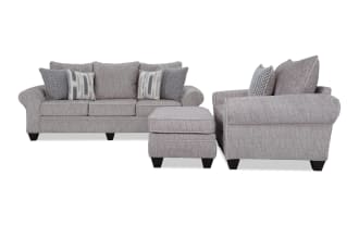 Everly Beige 98'' Sofa, Chair & Ottoman