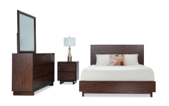 Mango 4 Piece Queen Brown Panel Bedroom Set