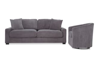 Aspen Charcoal 86'' Sofa & Swivel Chair