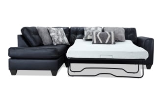 Sierra Black 118'' 2 Piece Left Arm Facing Sleeper Chaise Sectional with Full Gel Mattress