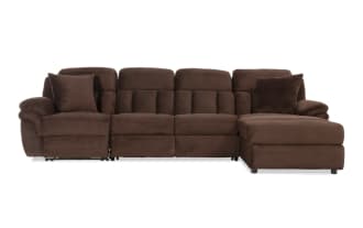 Playmaker Chocolate 133'' Power Reclining 3 Piece Right Arm Facing Pop-Up Sleeper Chaise Sectional with USB & USB-C Ports
