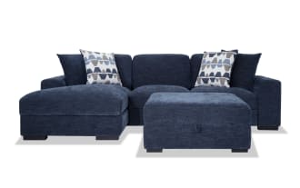 Playground Navy 116'' 2 Piece Left Arm Facing Pop-Up Sleeper Chaise Sectional with Storage Ottoman