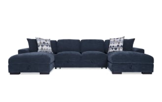 Playground Navy 148'' 3 Piece Dual Chaise Sectional with Armless Pop-Up Sleeper