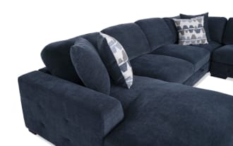Playground Navy 145'' 4 Piece Left Arm Facing Chaise Sectional with Armless Pop-Up Sleeper & Storage Ottoman