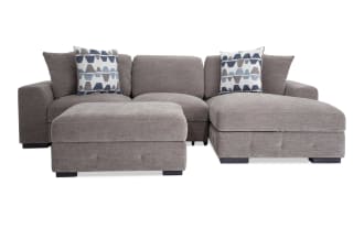 Playground Gray 116'' 2 Piece Right Arm Facing Pop-Up Sleeper Chaise Sectional with Storage Ottoman