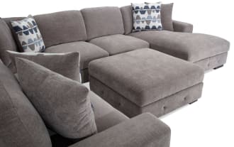 Playground Gray 145'' 4 Piece Right Arm Facing Pop-Up Sleeper Chaise Sectional with Storage Ottoman