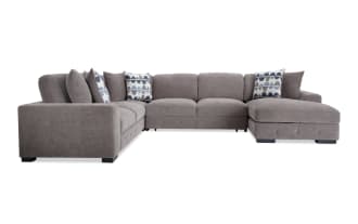 Playground Gray 145'' 4 Piece Right Arm Facing Chaise Sectional with Armless Pop-Up Sleeper