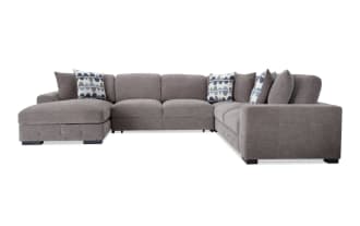 Playground Gray 145'' 4 Piece Left Arm Facing Chaise Sectional with Armless Pop-Up Sleeper
