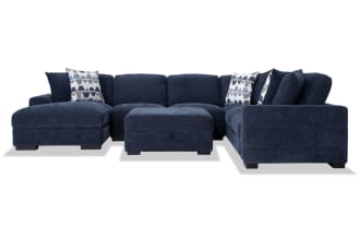 Playground Navy 145'' 4 Piece Left Arm Facing Chaise Sectional with Storage Ottoman