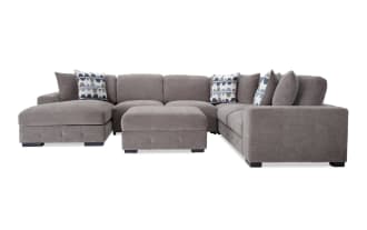 Playground Gray 145'' 4 Piece Left Arm Facing Chaise Sectional with Storage Ottoman