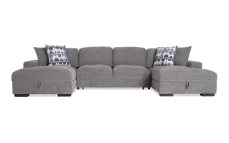 Playground Gray 148'' 3 Piece Dual Storage Chaise Sectional
