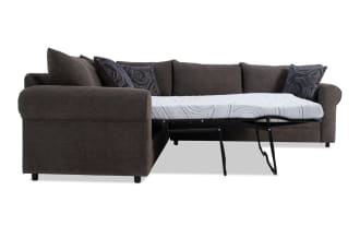 Juno Chocolate 114'' 3 Piece Left Arm Facing Sleeper Sectional with Cooling Mattress