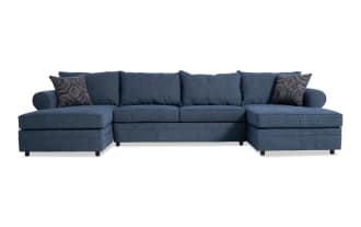Juno Denim 142'' 3 Piece Dual Chaise Sectional