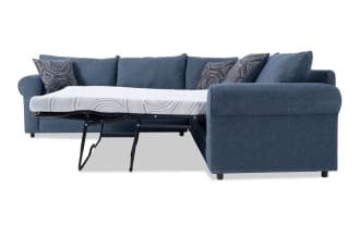 Juno Denim 114'' 3 Piece Right Arm Facing Sleeper Sectional with Cooling Mattress