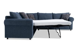 Juno Denim 114'' 3 Piece Left Arm Facing Sleeper Sectional with Gel Mattress