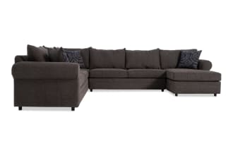 Juno Chocolate 142'' 4 Piece Right Arm Facing Chaise Sectional