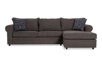 Juno Chocolate 114'' 2 Piece Right Arm Facing Chaise Sectional