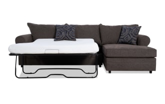Juno Chocolate 114'' 2 Piece Right Arm Facing Sleeper Chaise Sectional with Gel Mattress