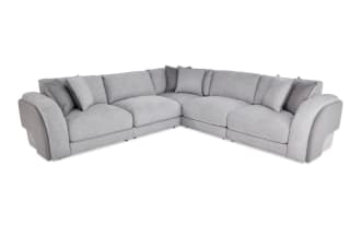 Gravity Gray 121'' 5 Piece Modular Sectional with 2 Armless Chairs, 1 Corner, 1 Left Arm Facing Chair, 1 Right Arm Facing Chair