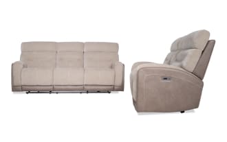 Phantom Beige 86'' Power Reclining Sofa & 76'' Console Loveseat with USB & USB-C Ports