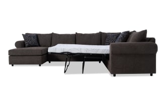 Juno Chocolate 142'' 4 Piece Left Arm Facing Sleeper Chaise Sectional with Cooling Mattress